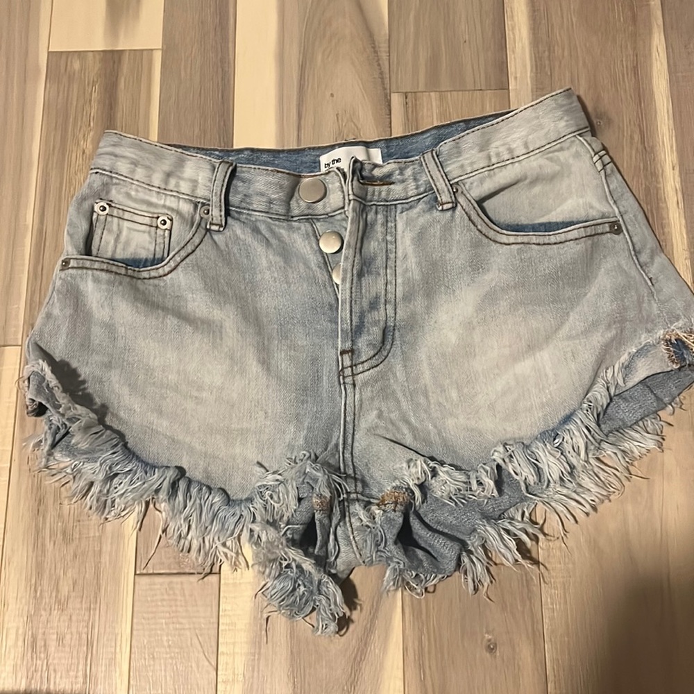 by the way. distressed denim shorts